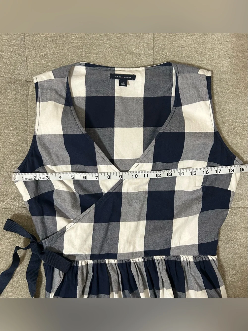 Tommy Hilfiger Navy and White faux wrap dress